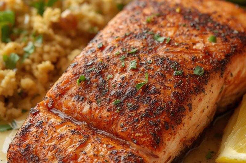 Blackened Salmon cooking