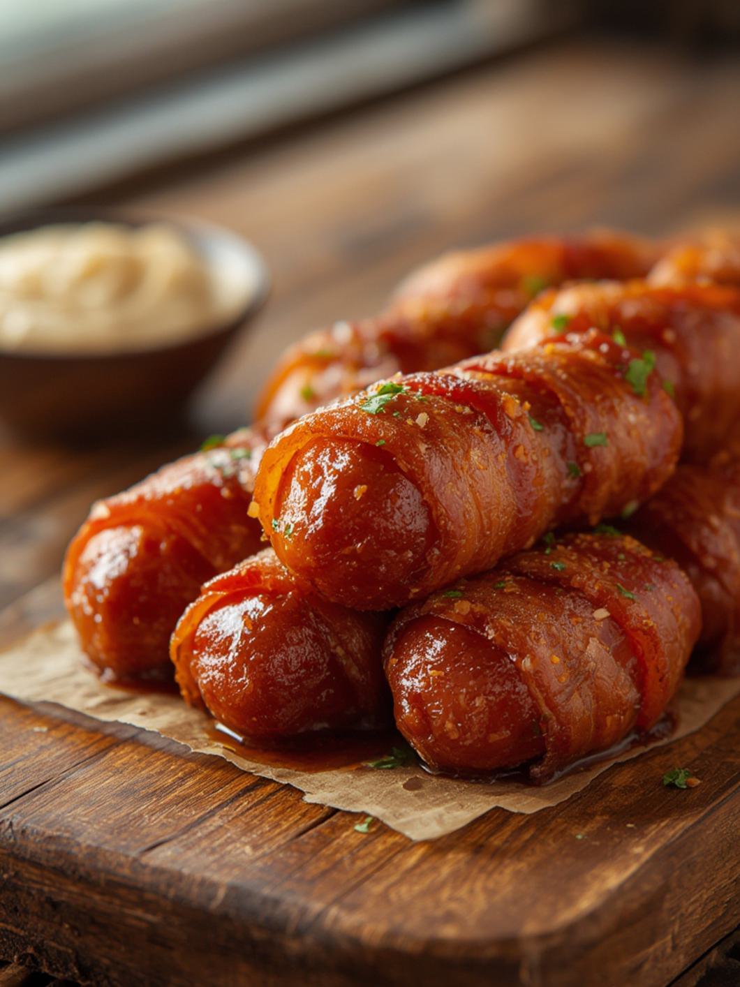 Brown Sugar Bacon Wrapped Smokies