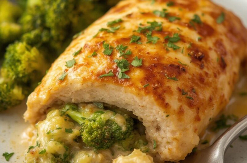 Cheesy Broccoli Stuffed Chicken cooking