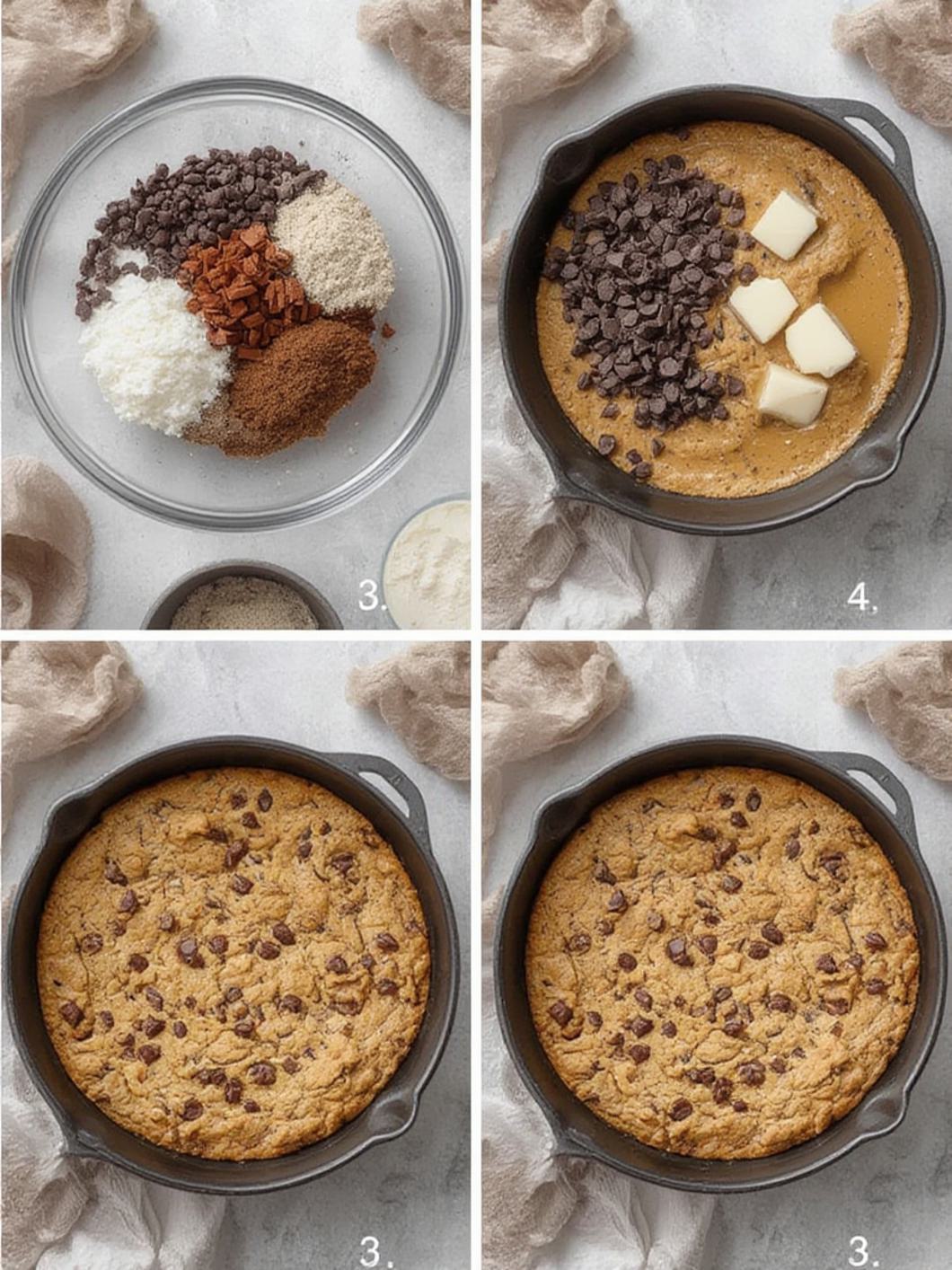Chocolate Chip Skillet Cookie steps