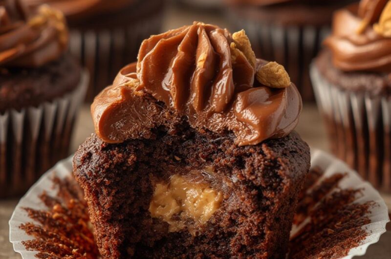 Chocolate Peanut Butter Cupcakes cooking