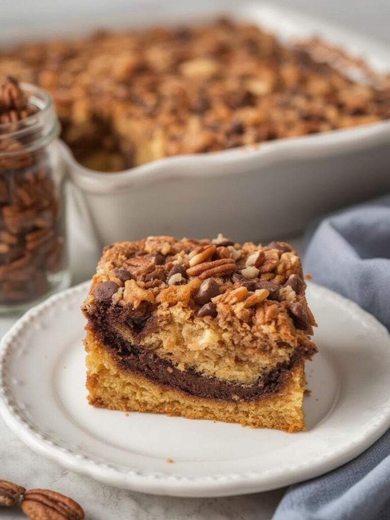 Chocolate Pecan Banana Coffee Cake