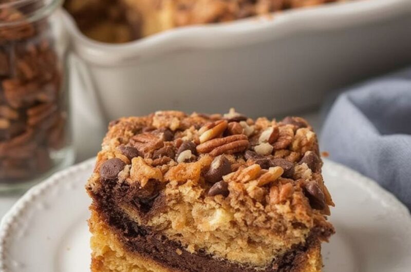 Chocolate Pecan Banana Coffee Cake
