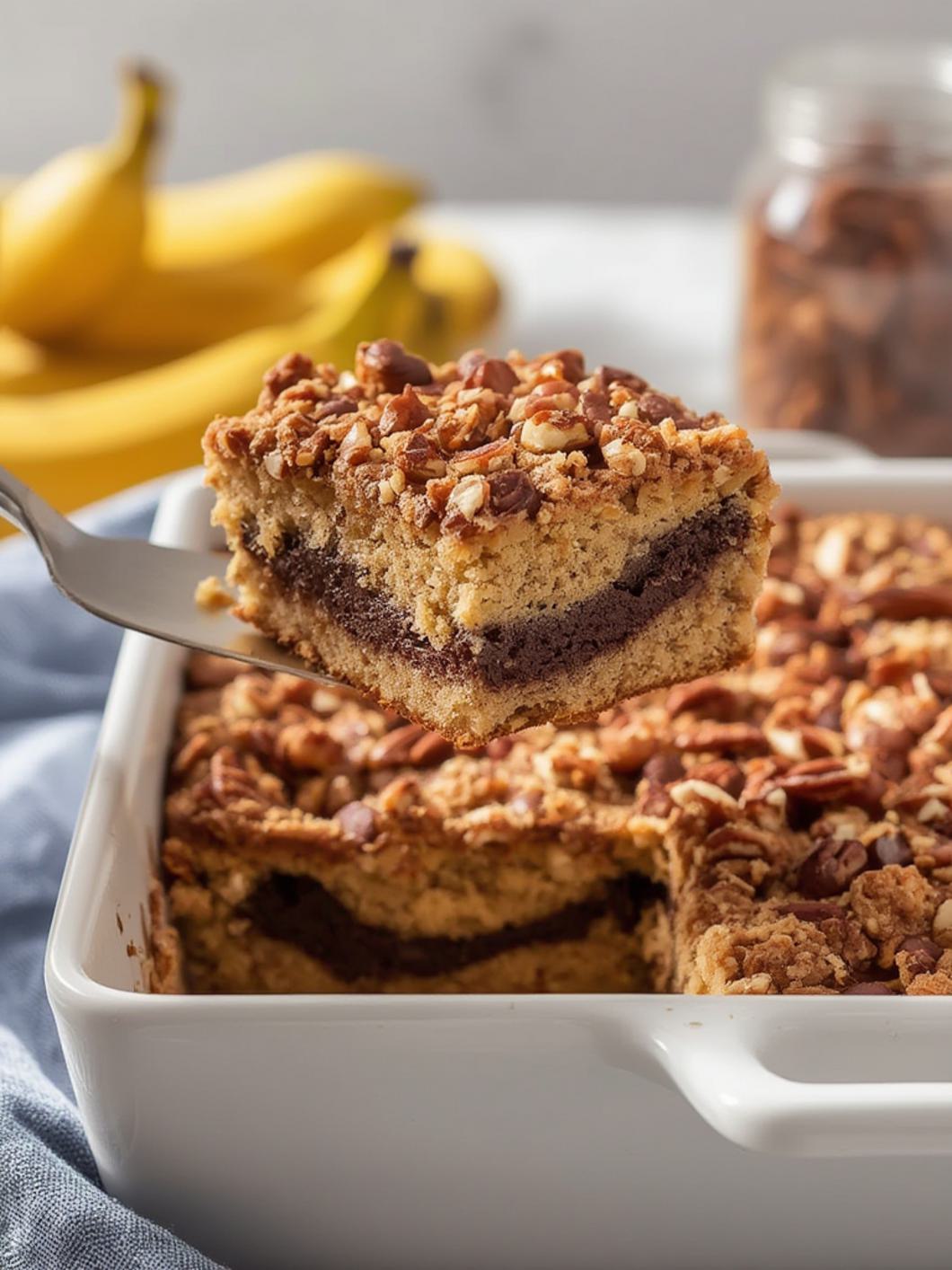 Chocolate Pecan Banana Coffee Cake