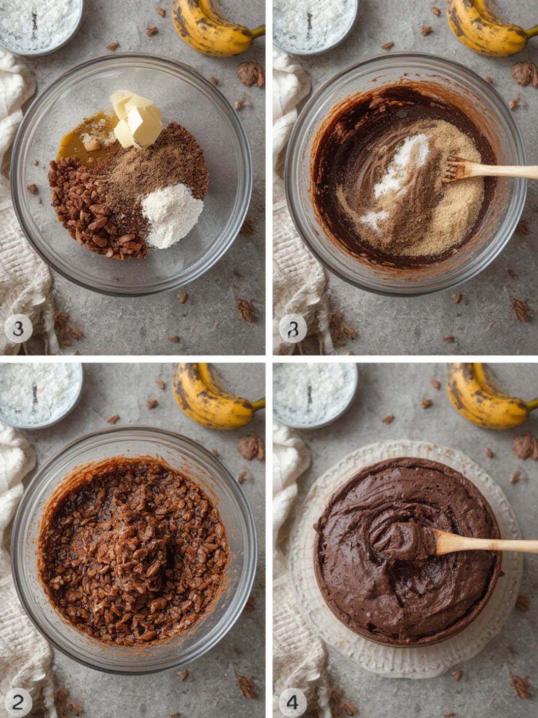 Chocolate Pecan Banana Coffee Cake steps