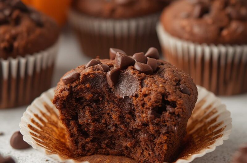 Chocolate Pumpkin Muffins cooking