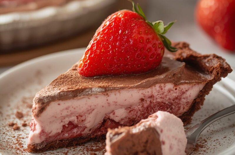 Chocolate Strawberry Cream Pie cooking