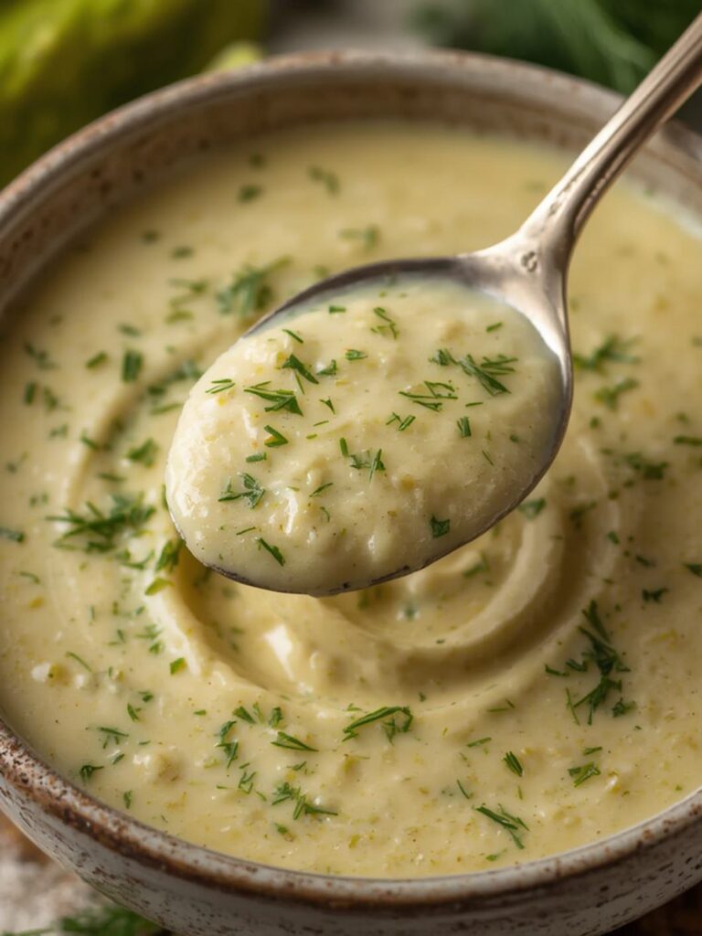 Creamy Dill Pickle Soup cooking