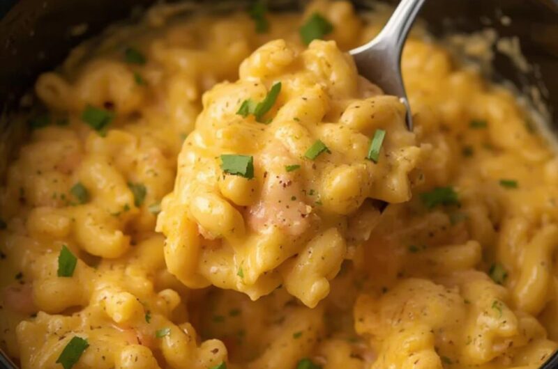 Crock Pot Mac and Cheese cooking