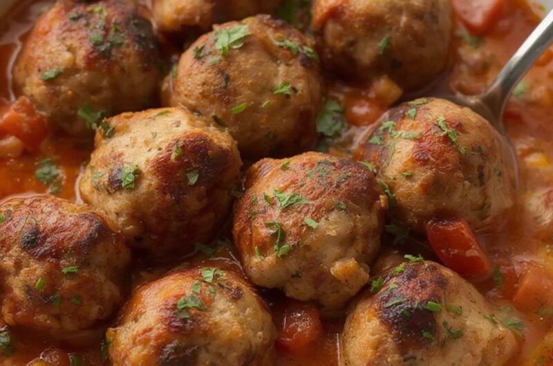 Greek Chicken Meatballs cooking