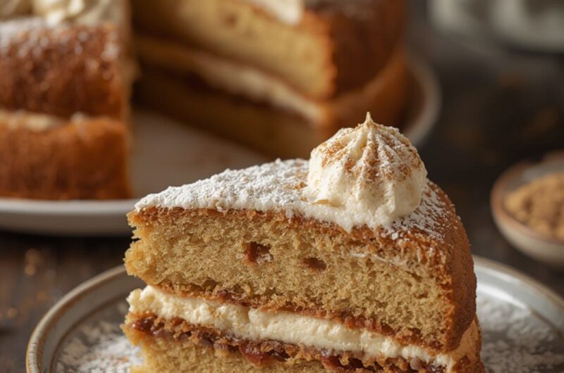 Italian Cannoli Cake cooking