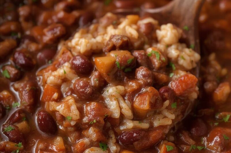 One-Pot Red Beans And Rice cooking
