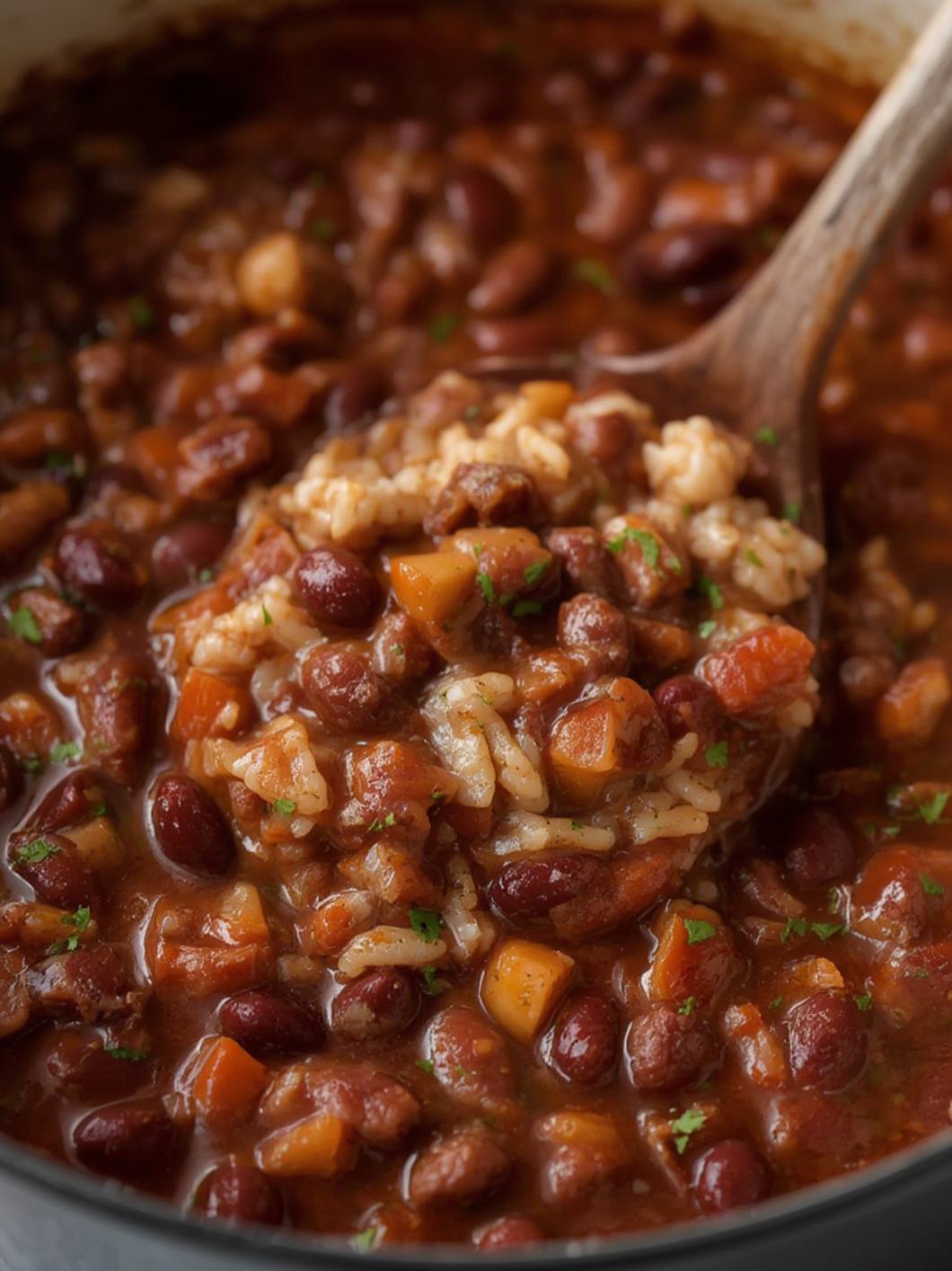 One-Pot Red Beans And Rice cooking
