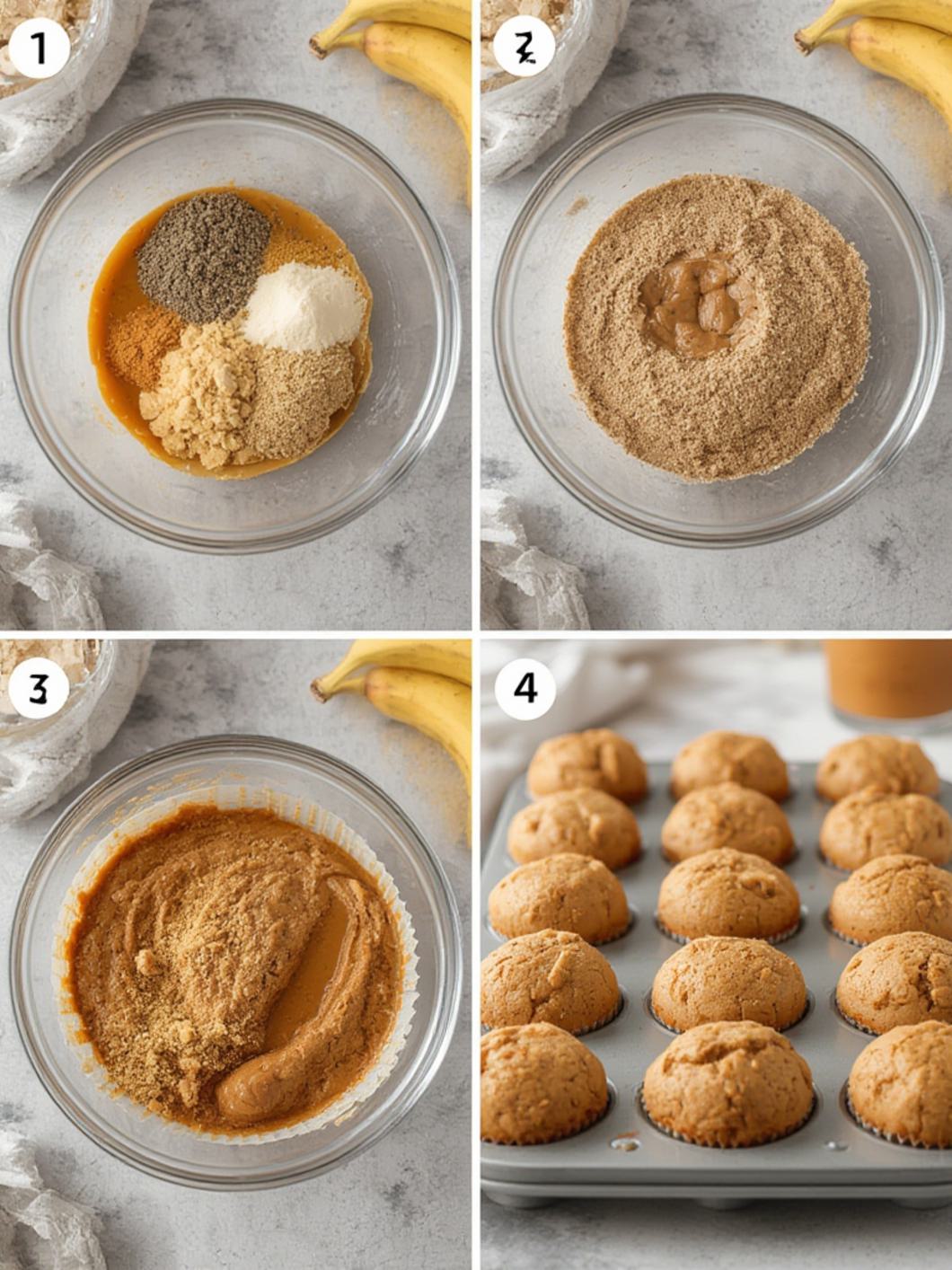 Peanut Butter Banana Muffins steps