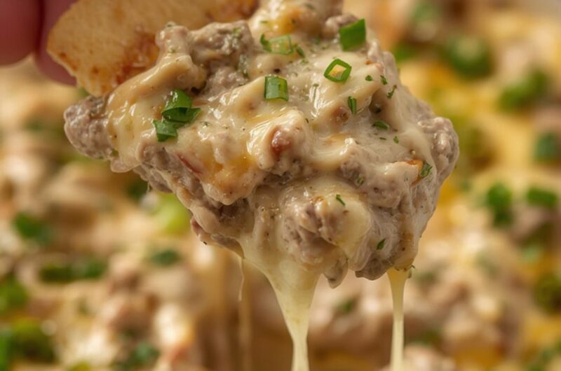 Philly Cheesesteak Dip cooking