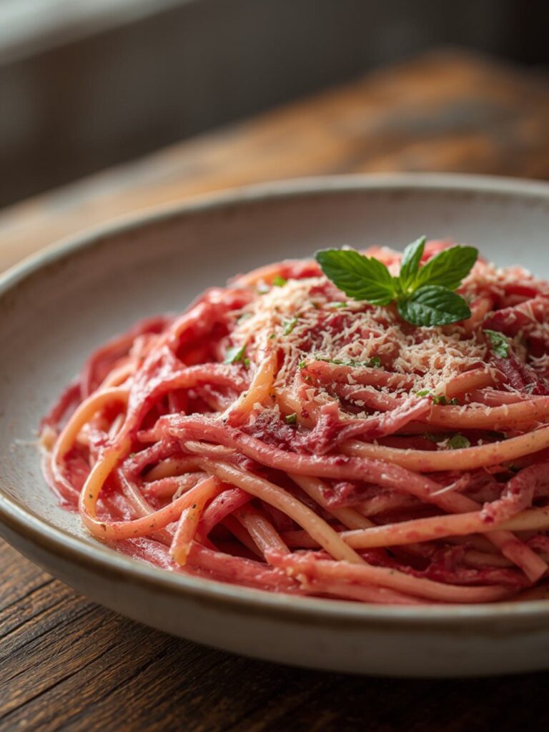 Pink Beet Alfredo Pasta