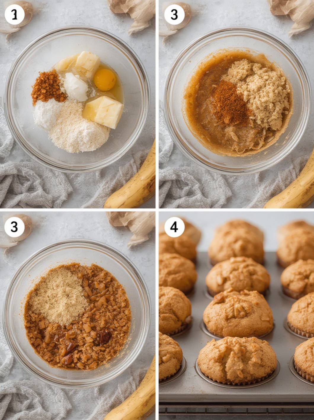 Praline Banana Muffins steps