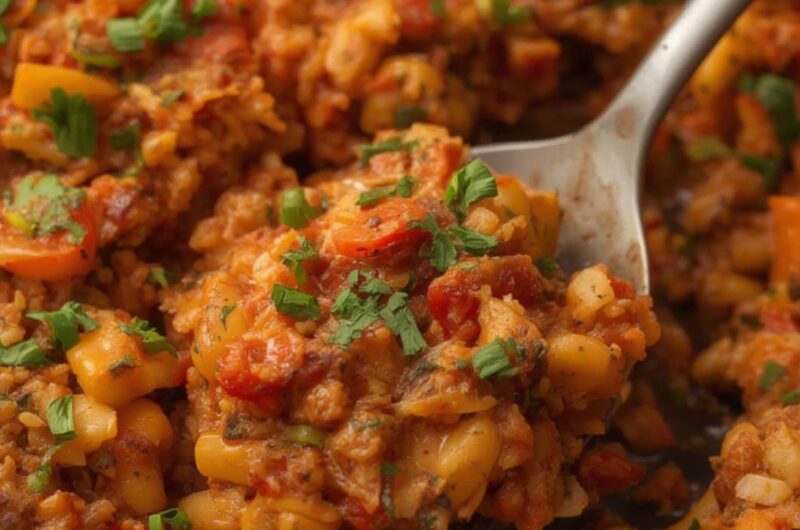 Sheet Pan Jambalaya cooking