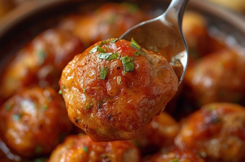 Slow Cooker Meatball Pineapple Smokies cooking