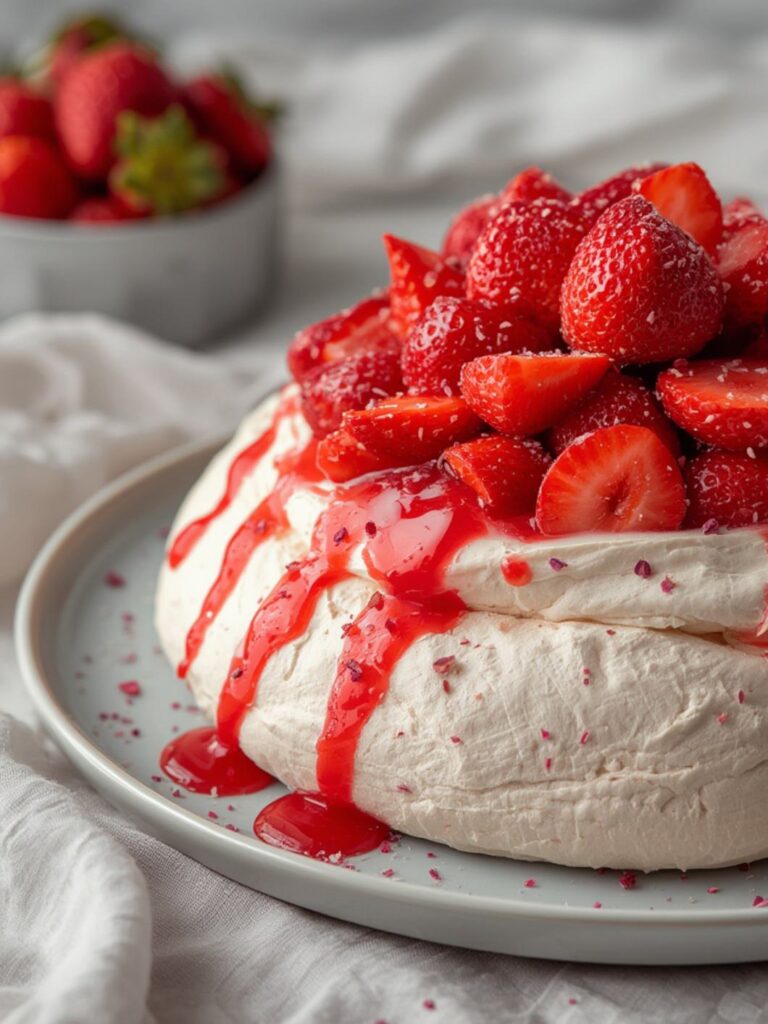 Strawberry Rose Pavlova