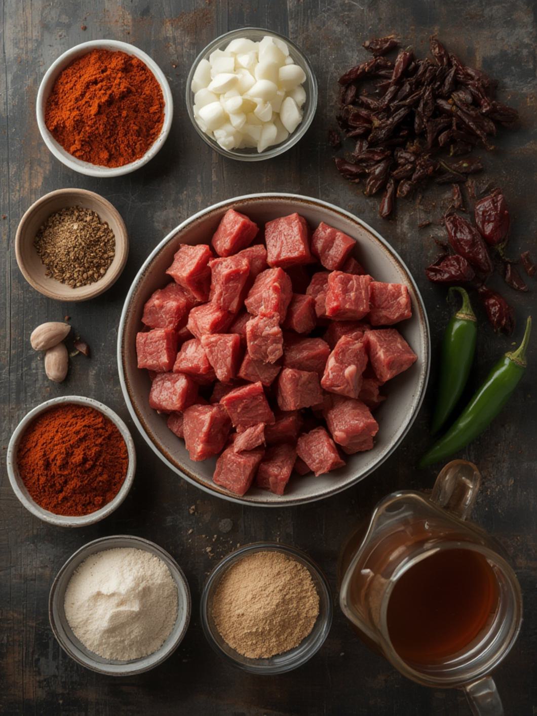 Ingredients for Texas Chili