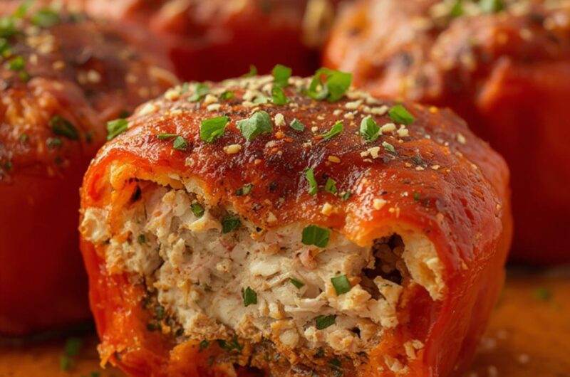 Tuna Melt Stuffed Peppers cooking