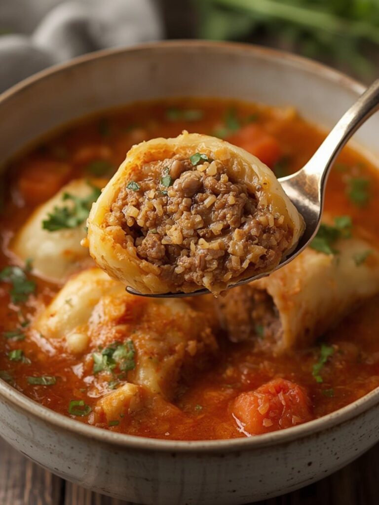 Unstuffed Cabbage Roll Soup cooking