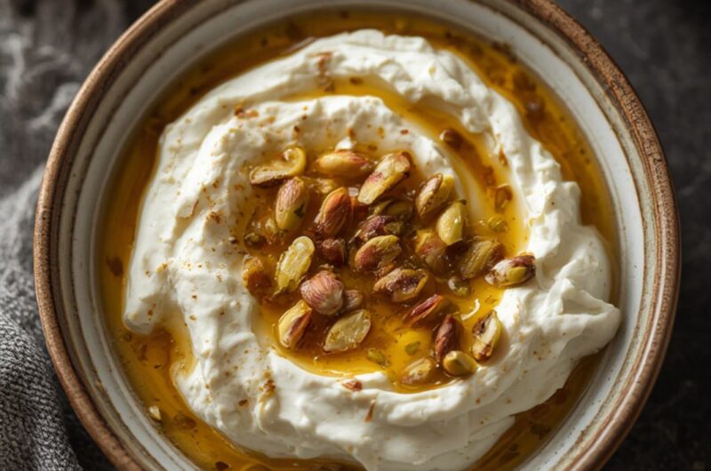 Whipped Feta with Hot Honey & Pistachios cooking