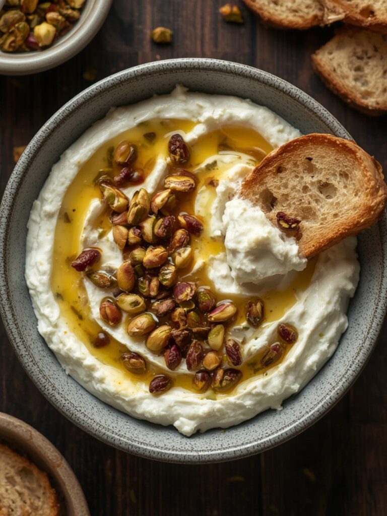Whipped Feta with Hot Honey & Pistachios