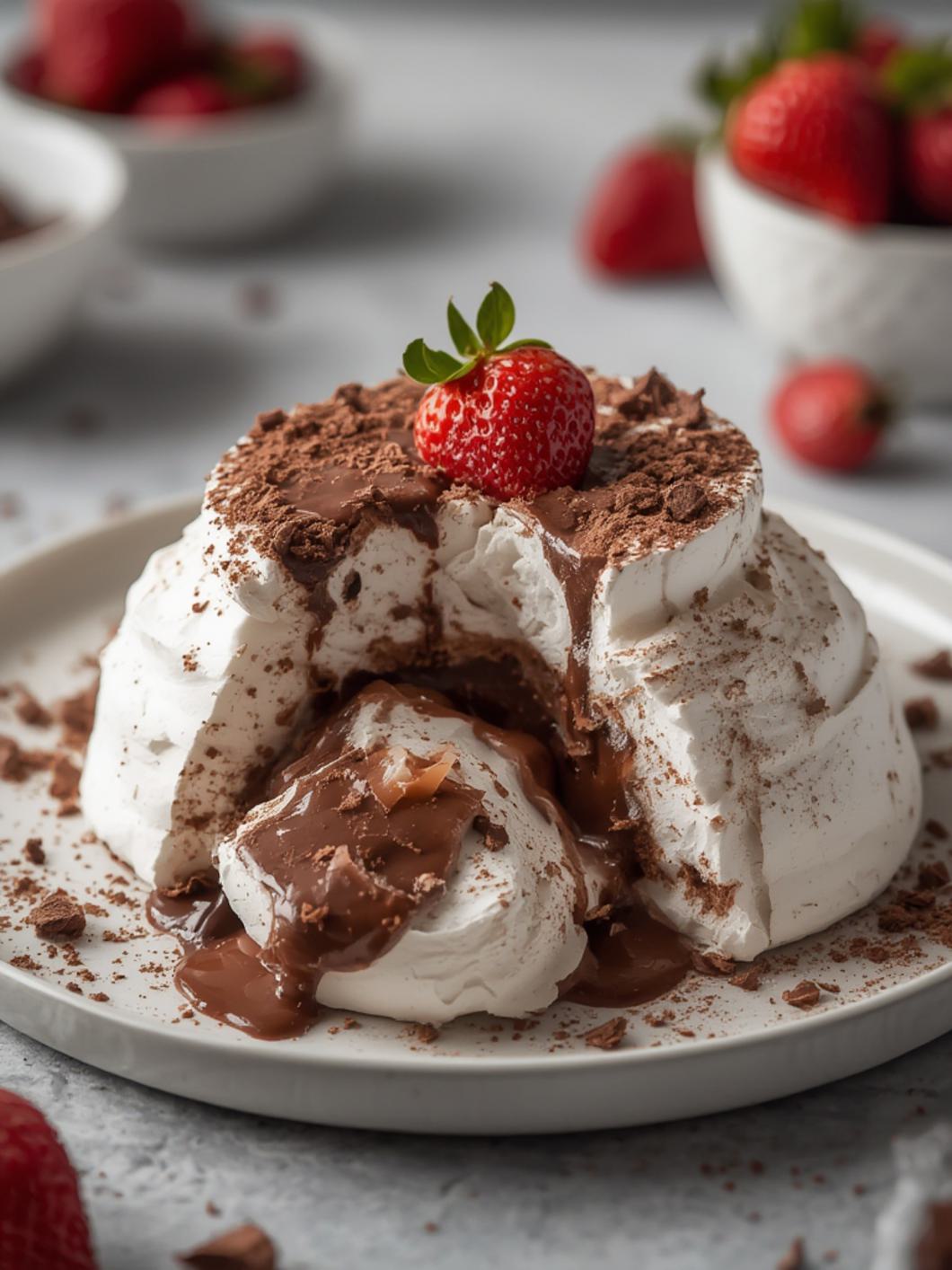 chocolate pavlova cooking