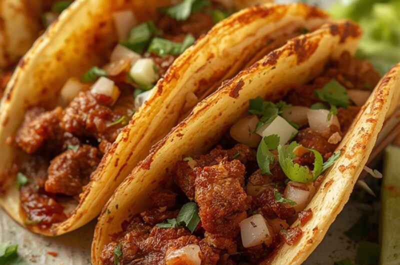 Baked Crispy Beef Tacos cooking