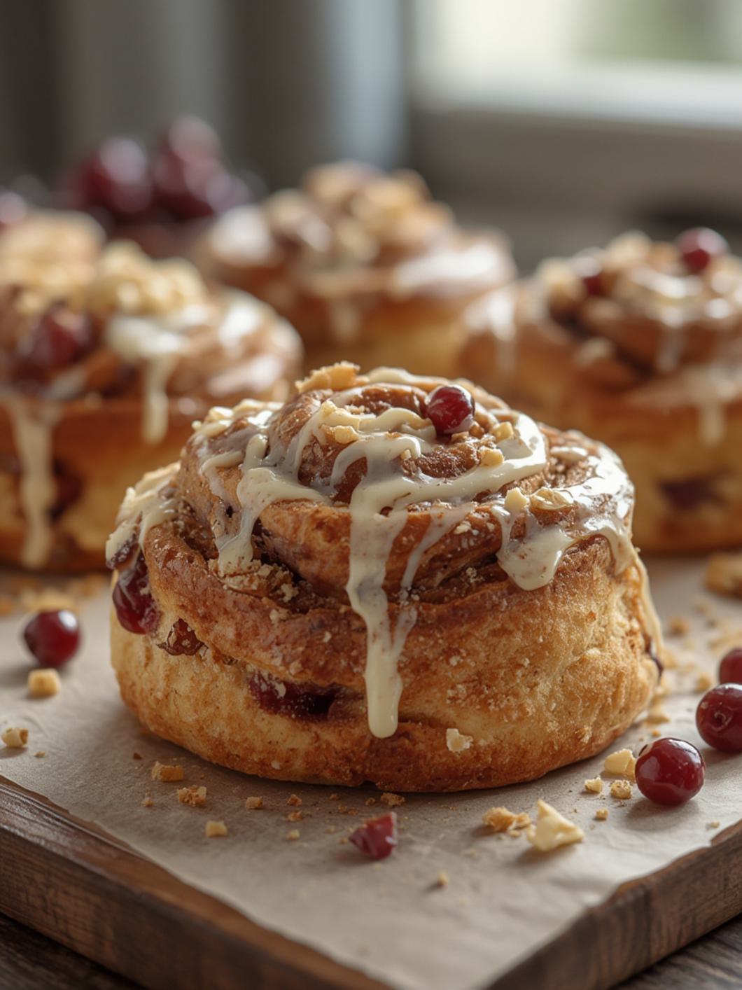 Cranberry White Chocolate Cinnamon Rolls