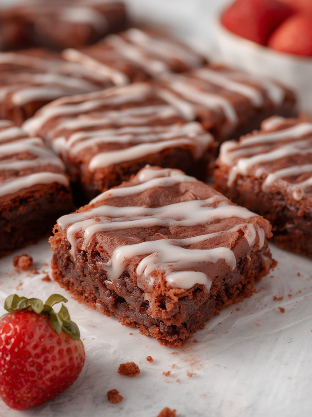 Iced Strawberry Brownies