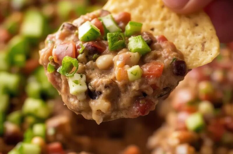 Seven Layer Bean Dip cooking