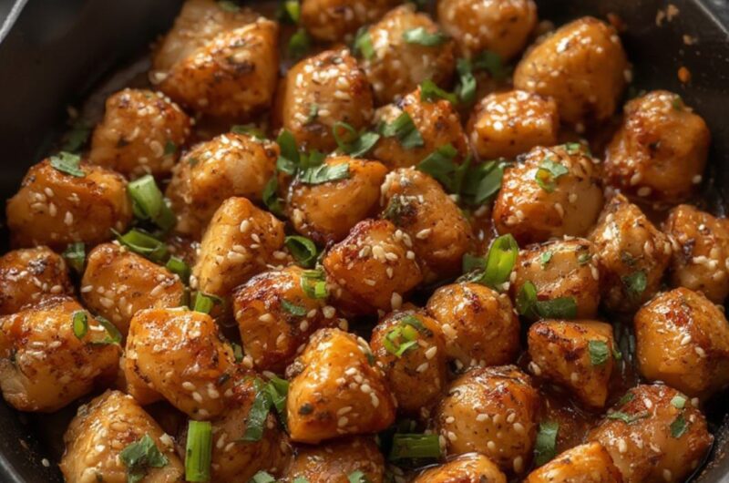 Skillet Sesame Chicken cooking