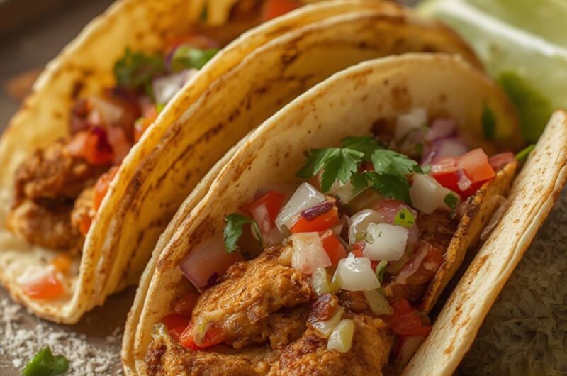 smash chicken tacos cooking
