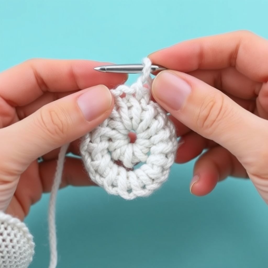 Crocheting the magic ring for amigurumi eyes